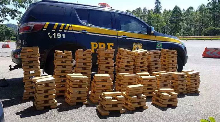 A droga apreendida pela PRF