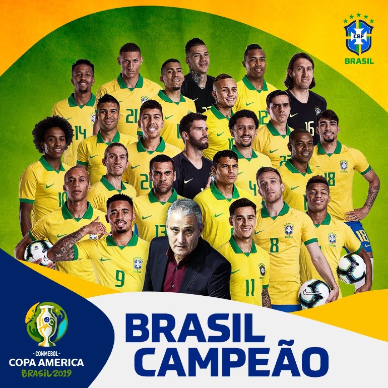 Cartaz com os jogadores da Sele��o Brasileira
