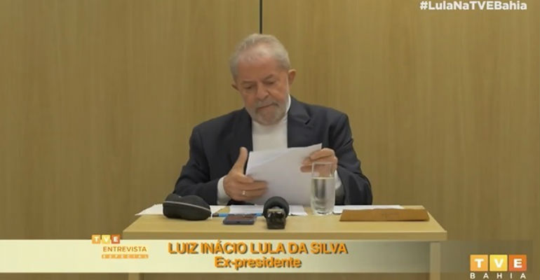 Ex-presidente Lula em entrevista na TVE Bahia